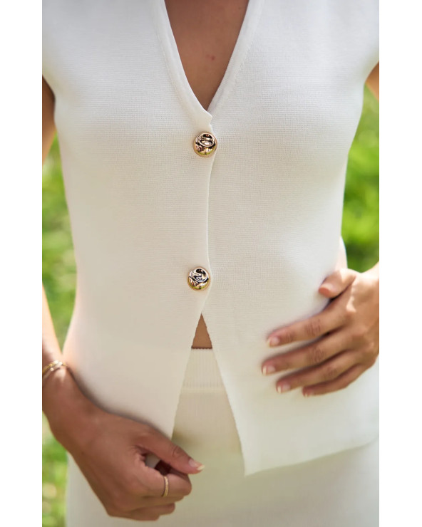 VESTE SANS MANCHE BOUTON OR