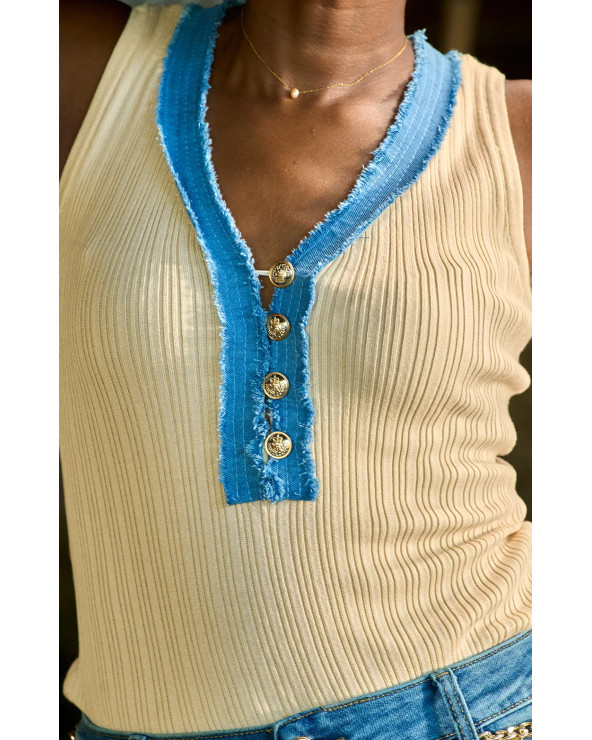 DEBARDEUR MAILLE DENIM