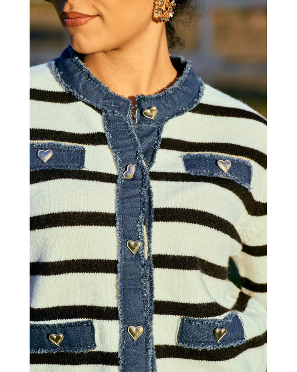 GILET RAYE DENIM