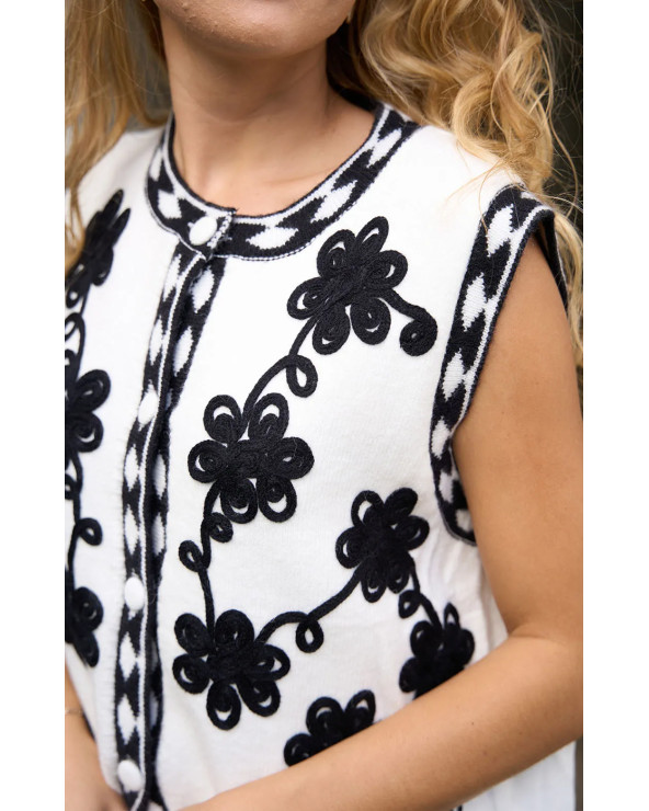 GILET BRODE FLEUR