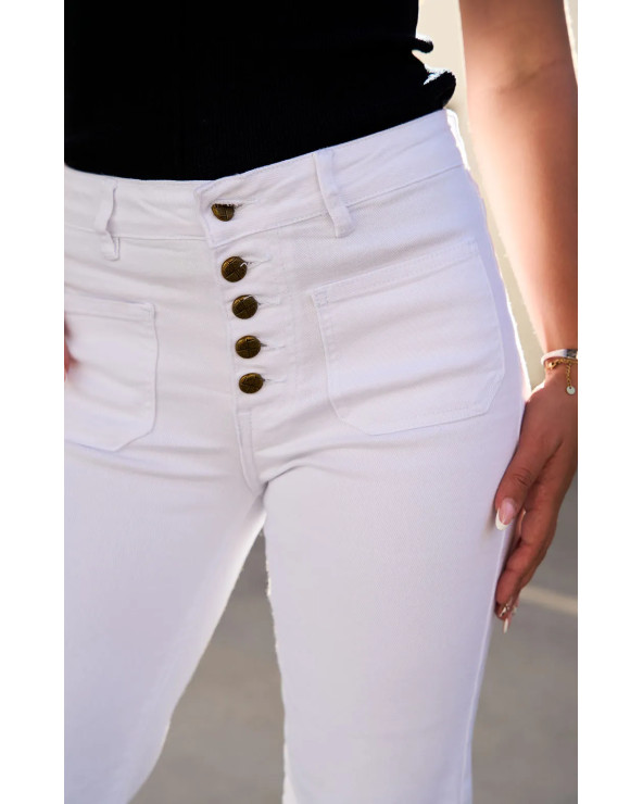 JEANS LARGE BLANC BRODE